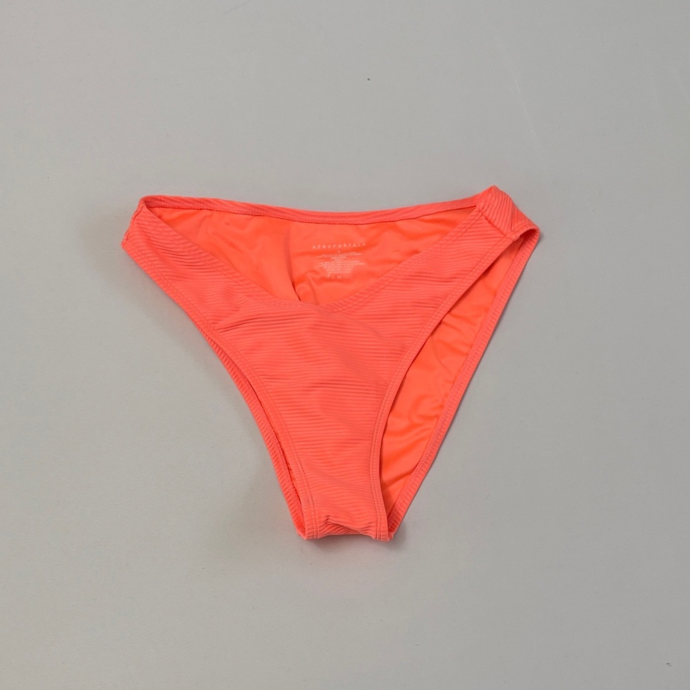 Aeropostale Vibrant Orange Ribbed Bikini Bottom